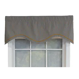 RLF Home - Bluebell Trimmed Cornice 100% Cotton with Fully Lined 3" Rod Pocket Valnance for Windows 50" x 17" - Blue