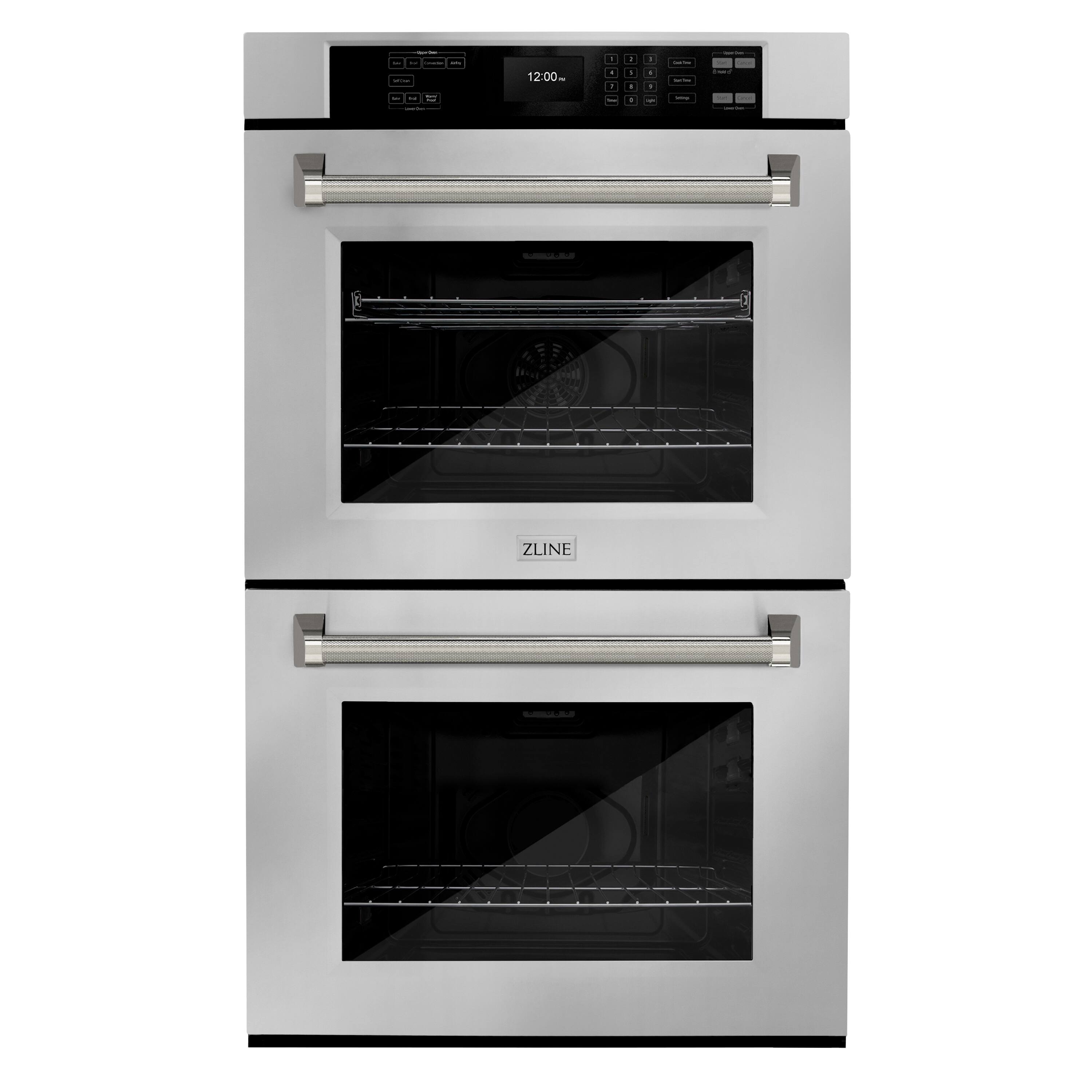 ZLINE - Autograph 30 in. True Convection Double Wall Oven & Nickel Helix Handles (WADZ-30-KPN) - Stainless Steel