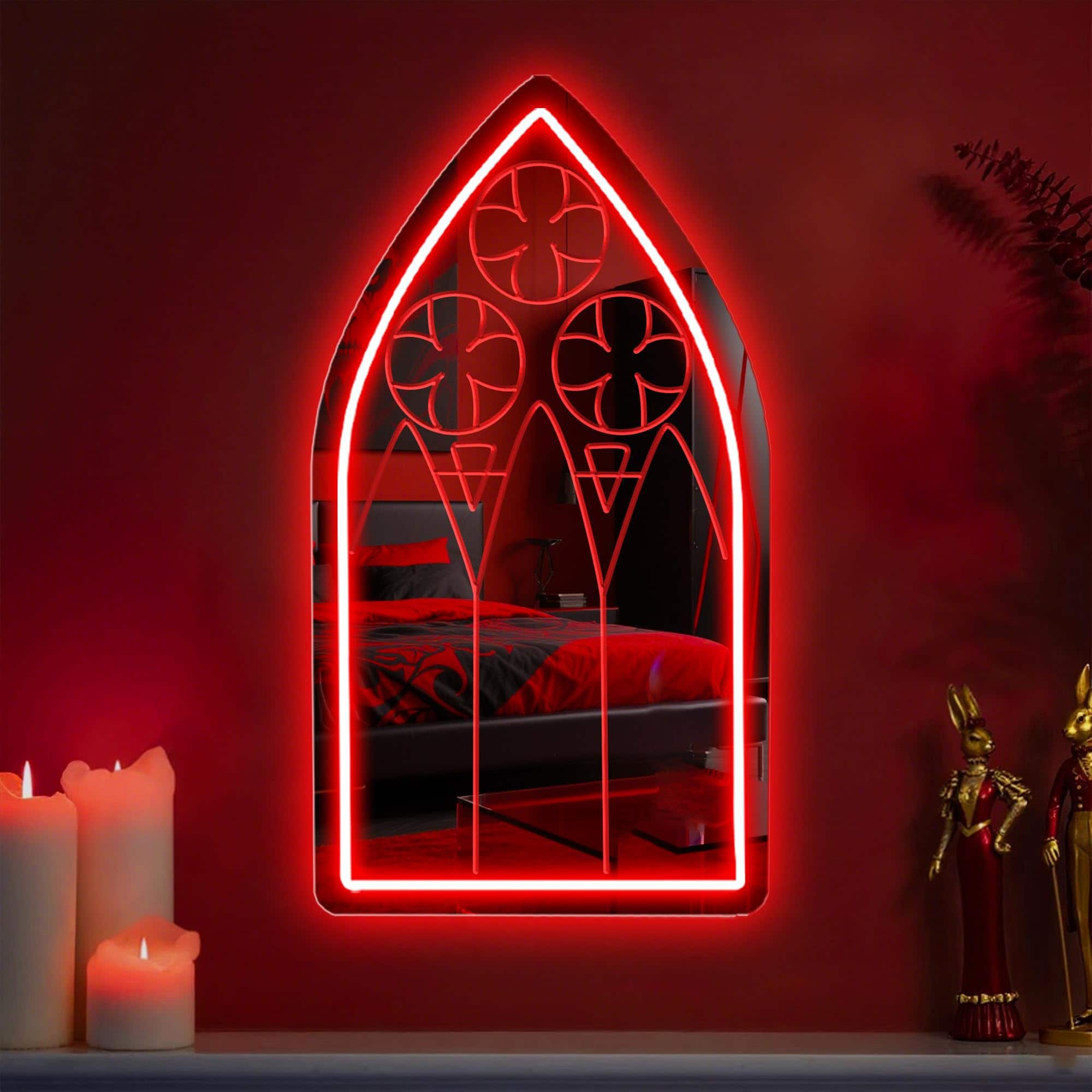 Cedar Assembly - Coffin Mirror Neon Sign Signs For Wall Decor Goth Gift Lovers Make-up Whimsical Home 17" 9 44" Unique - Gothic Window Mirror