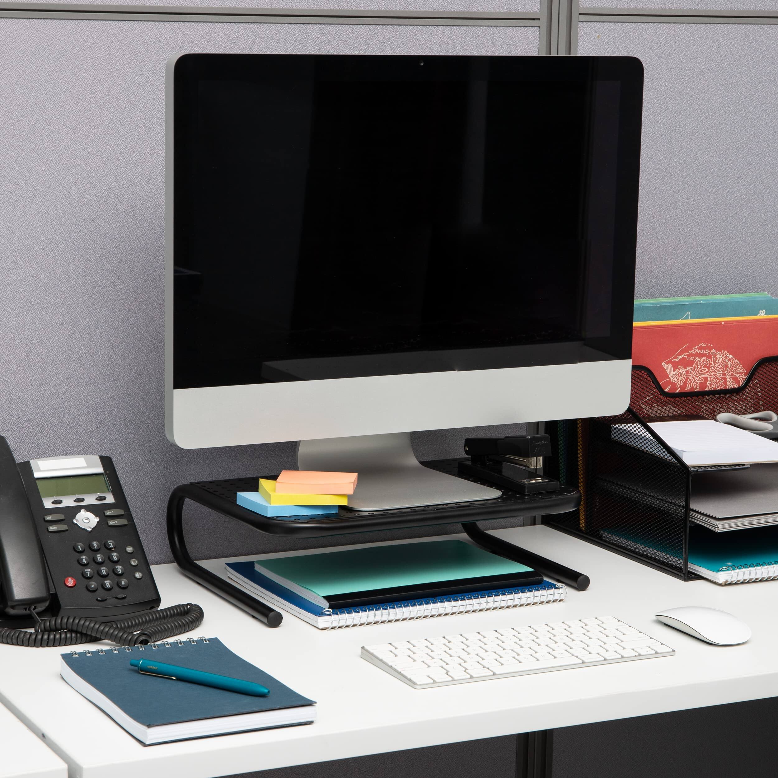 Left. Cedar Assembly - Monitor Stand Ventilated Laptop Riser Desktop Organizer Metal 14.l X 11.w 4.h Set Of 2 - 2-Pack.