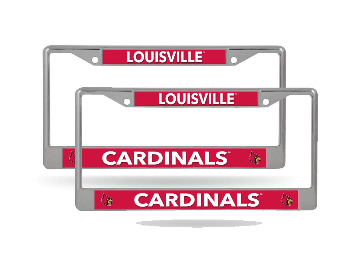 Louisville Cardinals (Set of 2) Lightweight Chrome Metal License Plate Frames