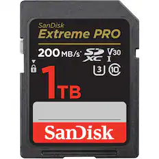 SanDisk Extreme PRO
200 MB/s* SD V30 XC I 3 U1 1TB
SanDisk
