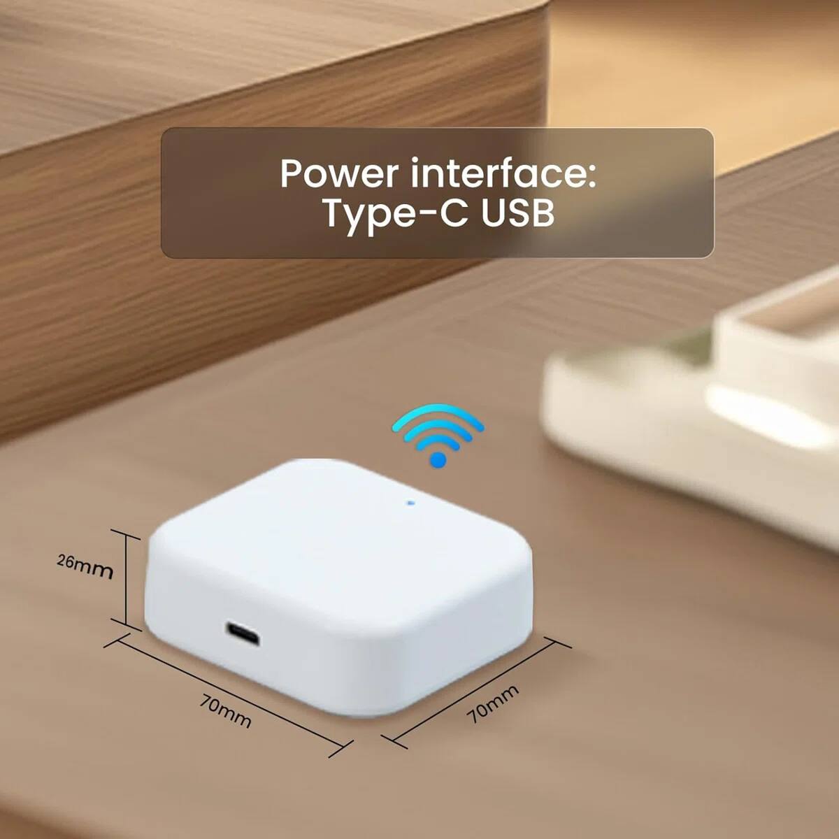 Power interface: Type-C USB

Dimensions: 70mm x 70mm x 26mm