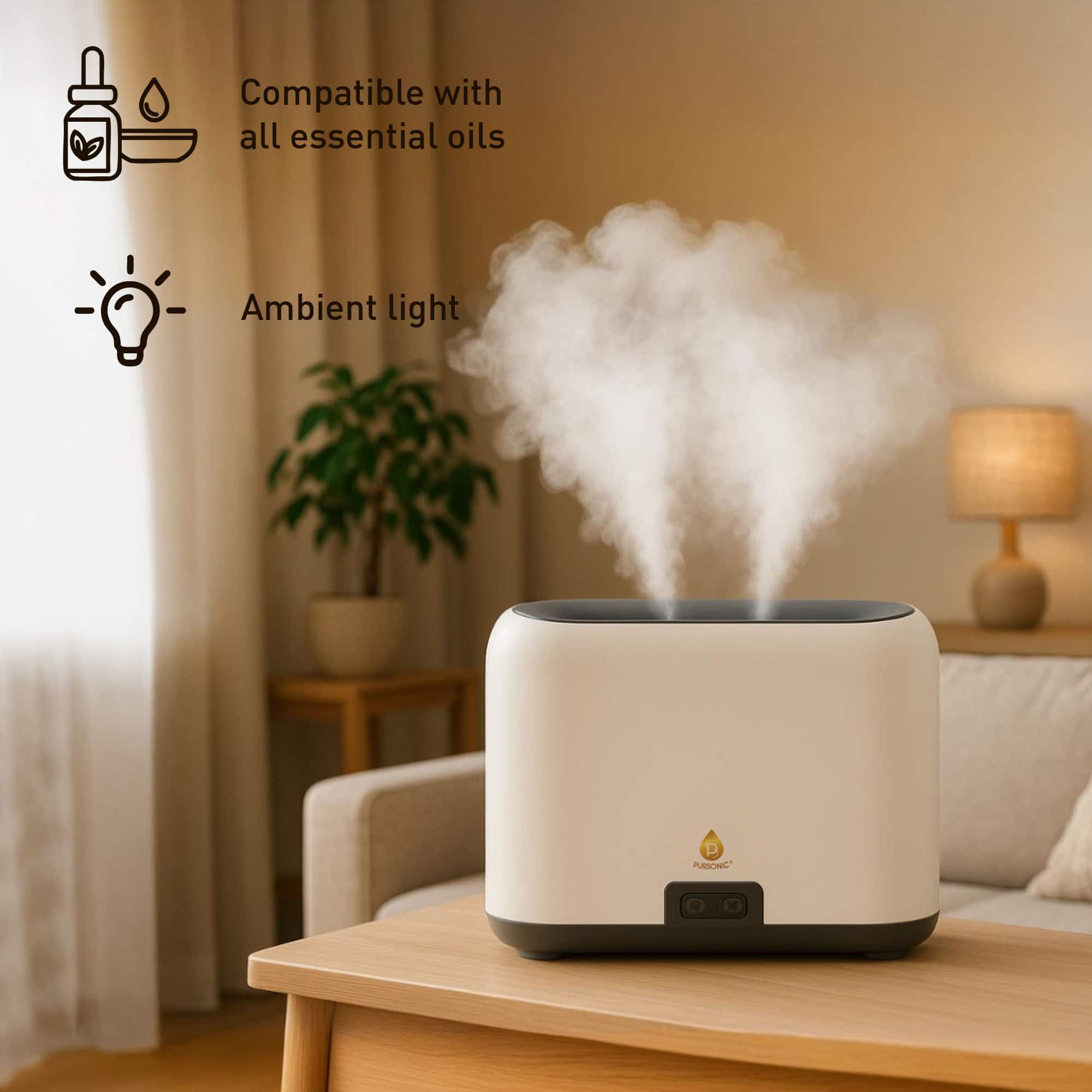 Compatible with all essential oils
Ambient light