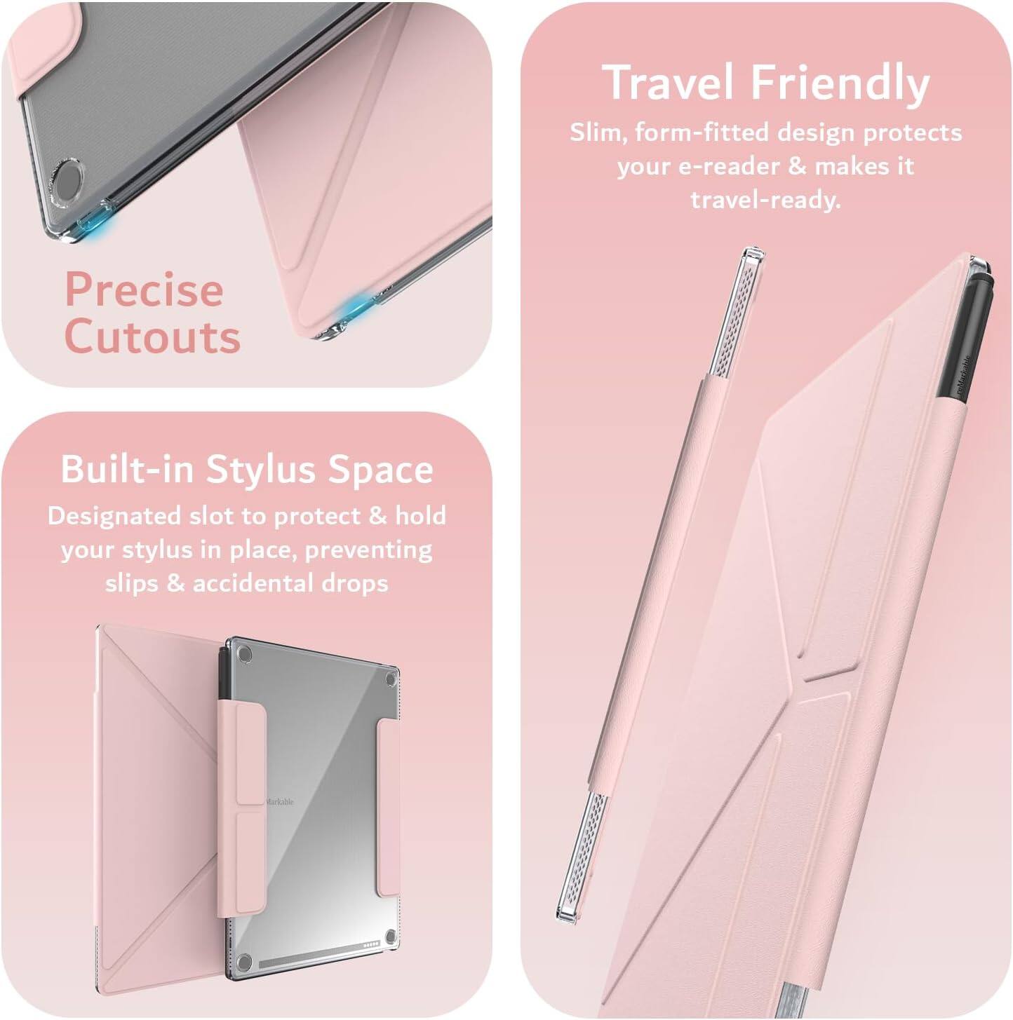 Travel Friendly  
Slim, form-fitted design protects your e-reader & makes it travel-ready.

Precise Cutouts

Built-in Stylus Space  
Designated slot to protect & hold your stylus in place, preventing slips & accidental drops