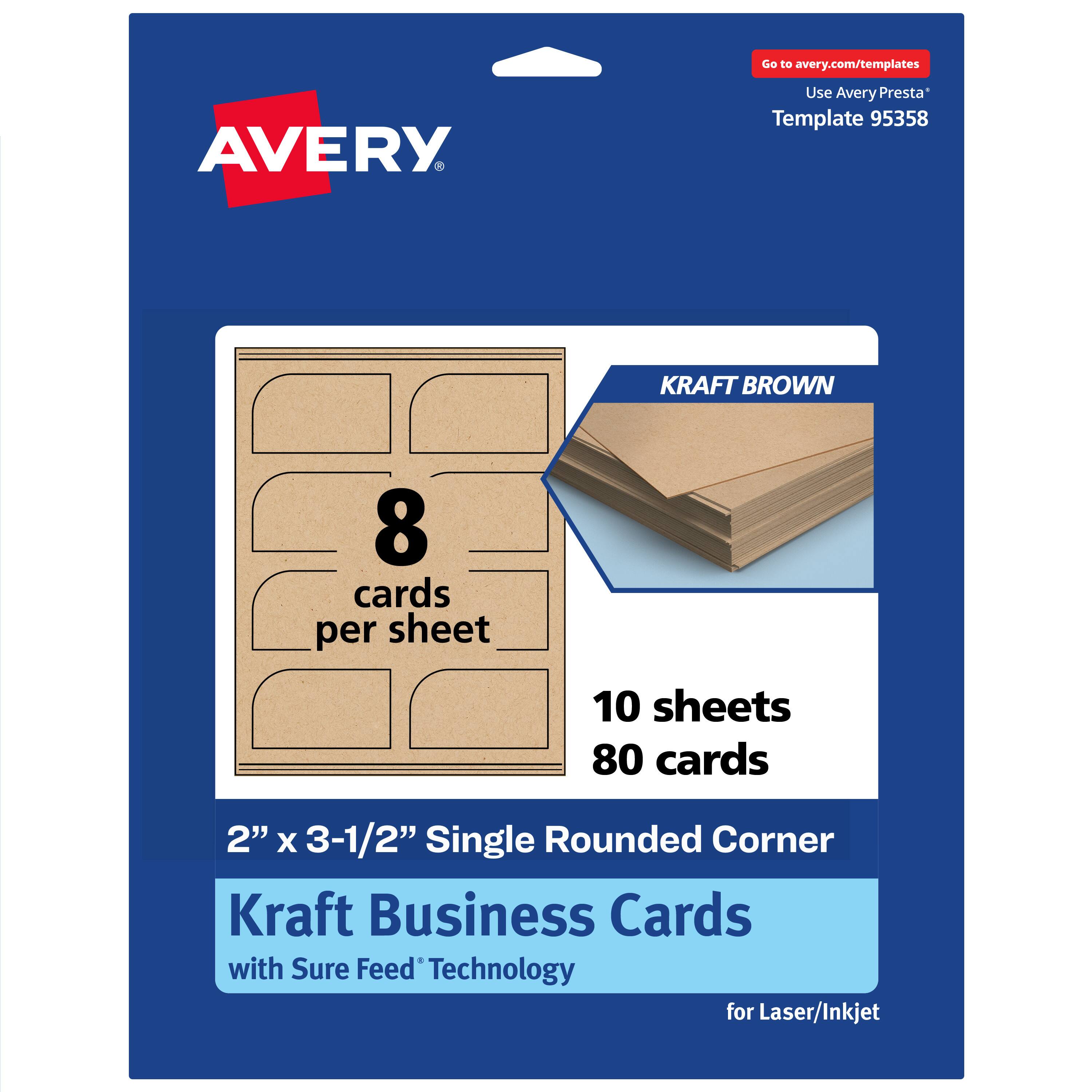 "Avery - Rectangle Business Cards, 2"" x 3-1/2"", Kraft 80 Total - Brown" price history on PriceWatchPro