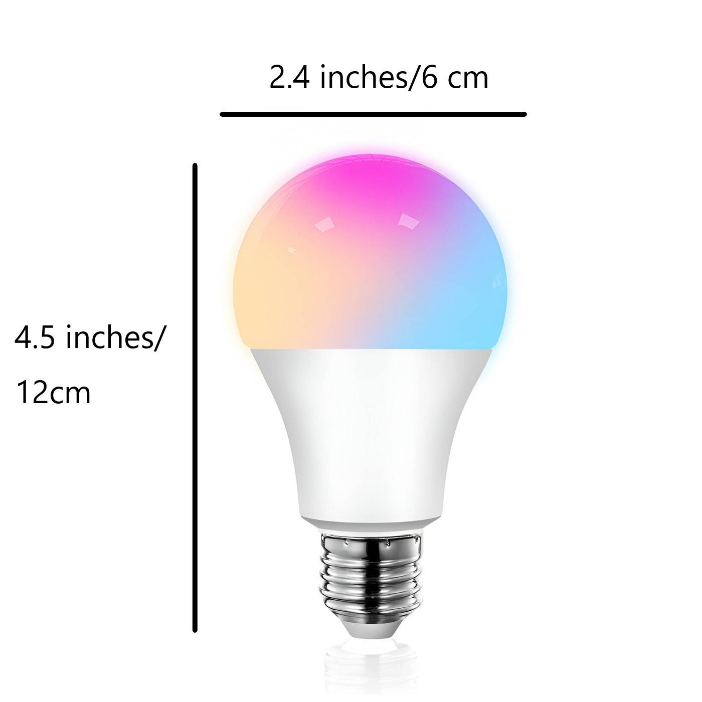 2.4 inches/6 cm  
4.5 inches/12 cm