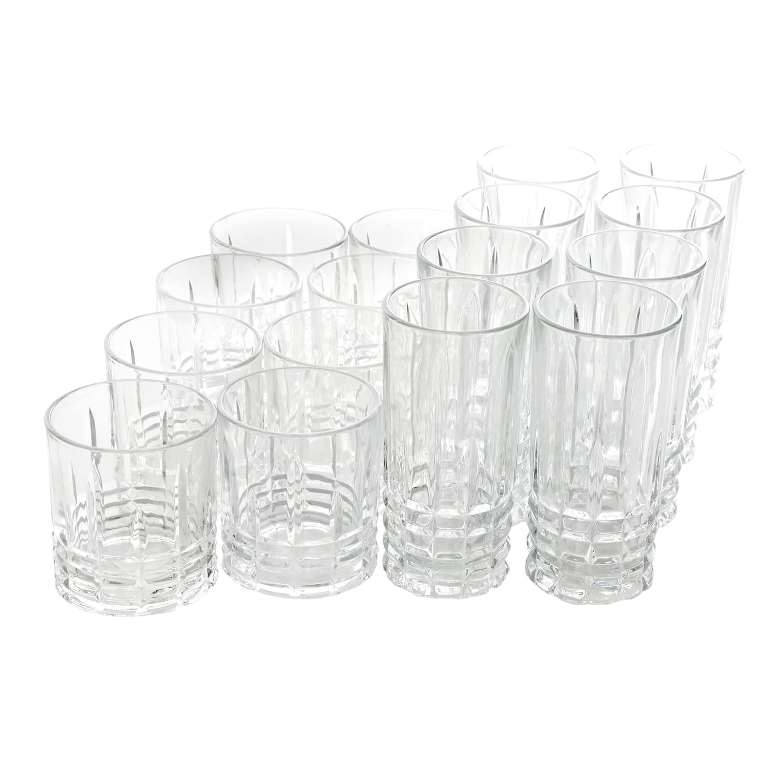 Gibson - Home Jewelite 16 Piece Tumbler and Double Old Fashioned Glass Set - Clear