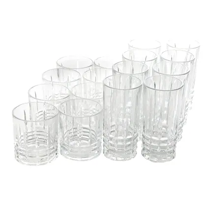 Front. Gibson - Gibson Home Jewelite 16 Piece Tumbler and Double Old Fashioned Glass Set - Clear.