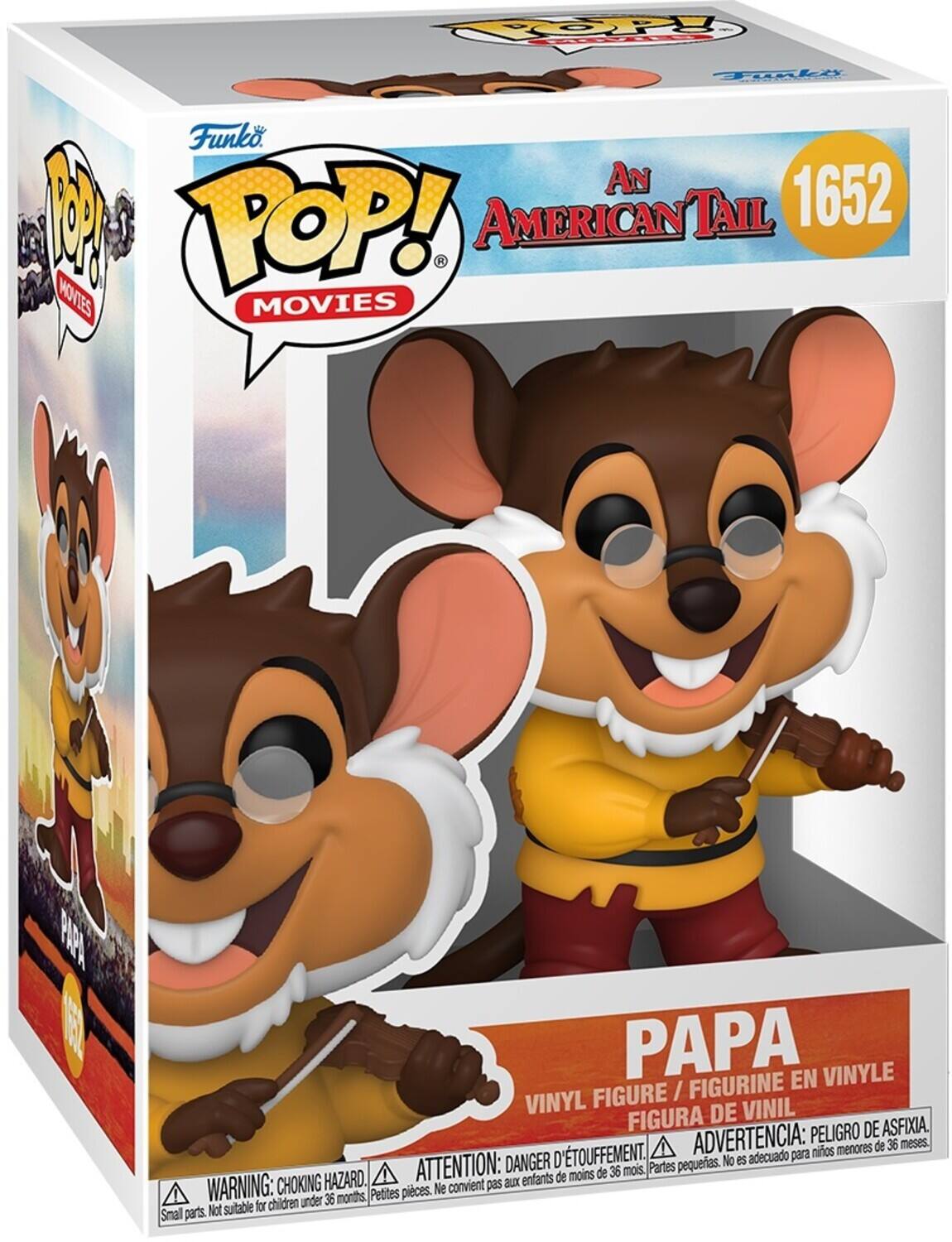 Funko, POP! Movies, An American Tail, 1652, Movies, Papa, Vinyl Figure / Figurine en Vinyle, Figura de Vinil, Peligro de Asfixia, D'touffement, Advertencia: para niños menores de 36 meses, Danger d'étouffement, Advertencia: peligro de asfixia, DANGER: choking hazard, ATTENTION: aux enfants de moins de 36 mois, WARNING: choking hazard, Small parts. Not suitable for children under 36 months, Petites pièces. Ne convient pas, Parts pequeñas. No es adecuado para niños menores de 36 meses.