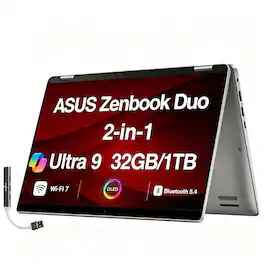 ASUS - Upgraded - Zenbook Duo 2-in-1 Laptop 14.0 2.8K Display (Intel Ultra 9-285H, 32GB LPDDR5X, 1TB PCIe SSD, Win 11 Pro)w/USB Hub - Inkwell Gray