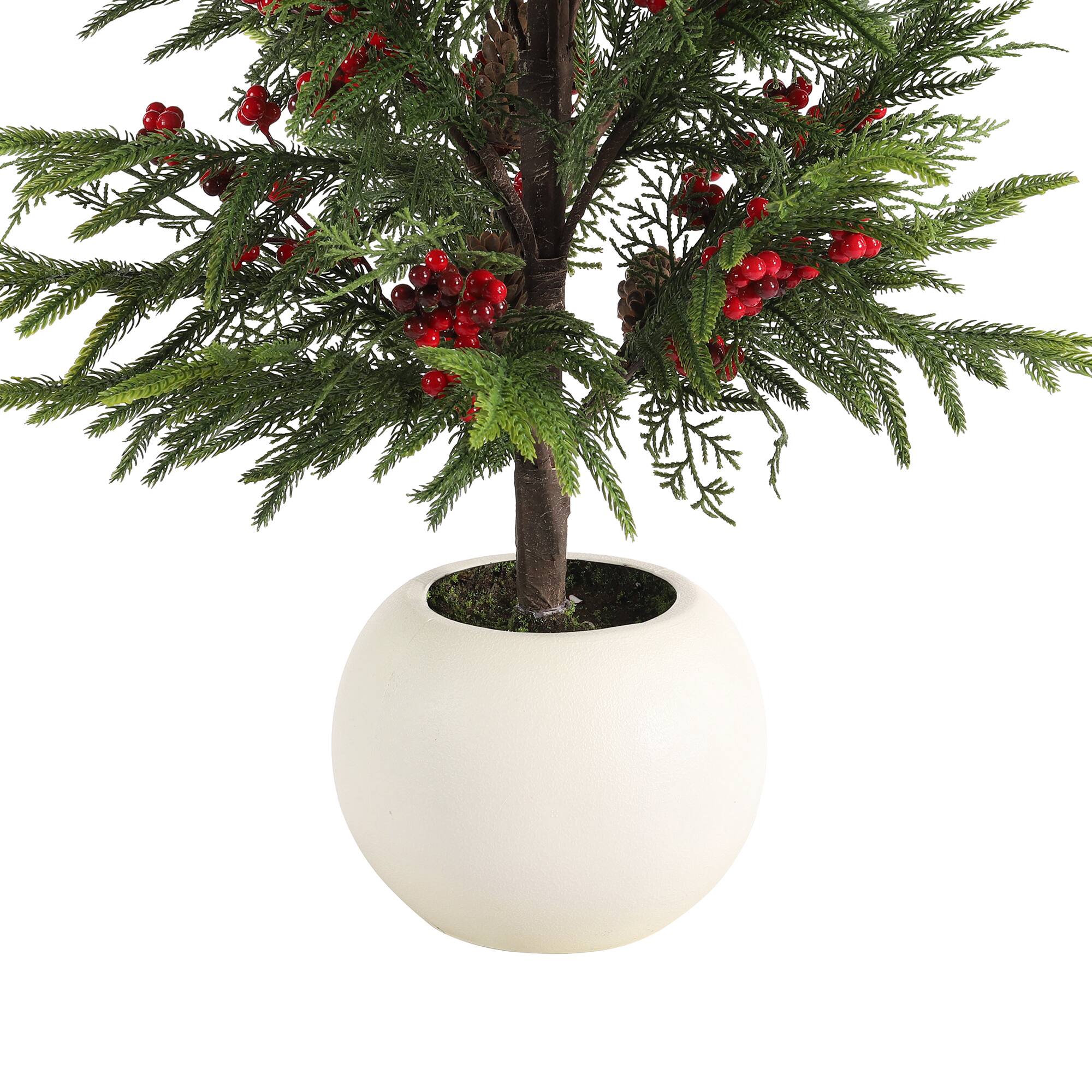 Alt View 9. Glitzhome - 37.5"H Christmas Greenery PE Dripping Pine Porch Tree with Pinecones and Red Berries - Green.