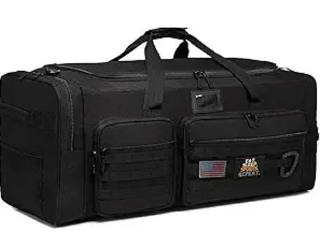 Front. Vulpecula Spade - 130L Extra Large Duffle Bag for Men, Heavy Duty Duffle Bag for Travel - Black.