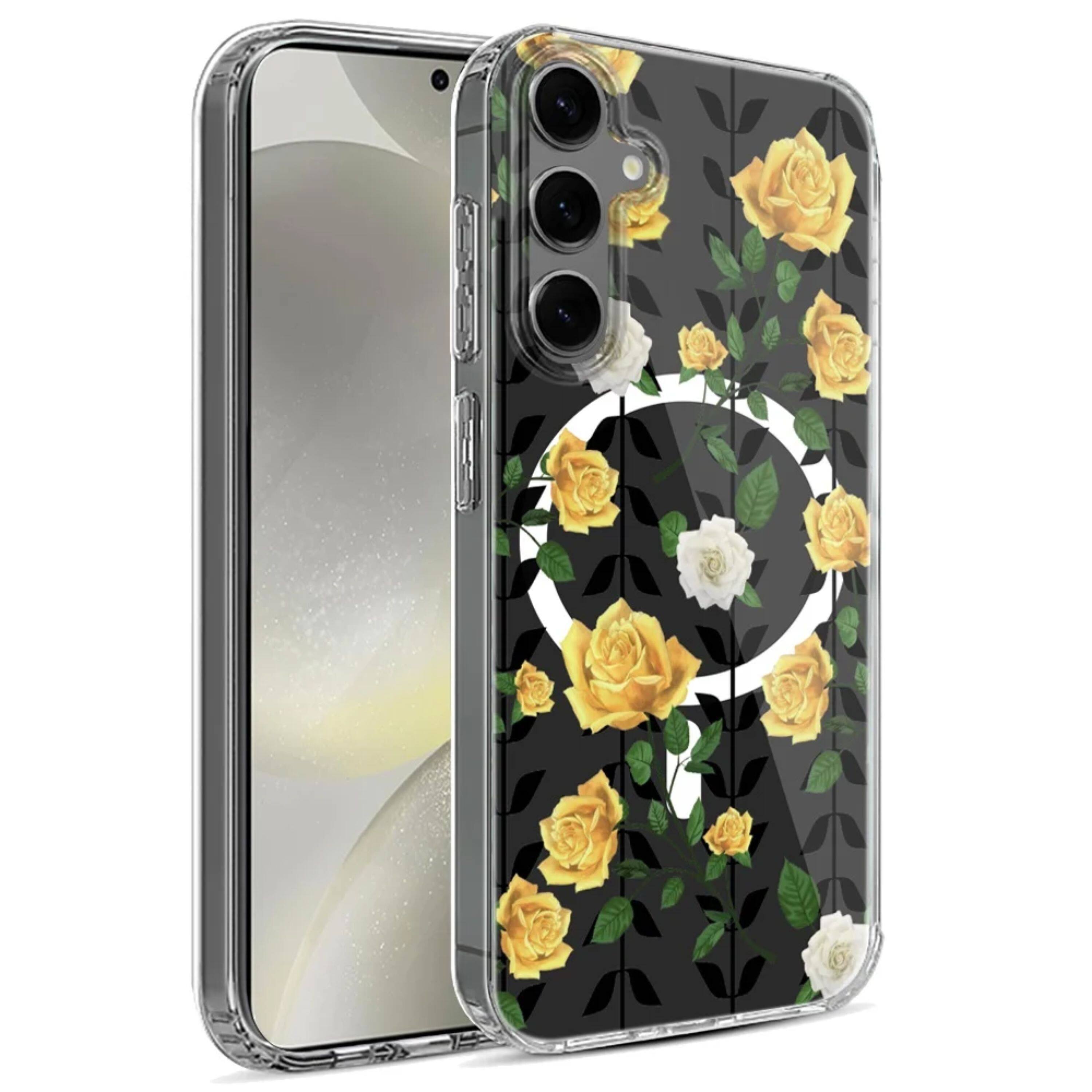 Angle. Kitcheniva - Unique Design Cover Plus Tempered Glass For Samsung S25/S24 Case Magnetic Circle H - Multicolor.