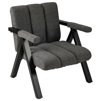 Front. Kadyn - Oversized Contemporary Accent Chair with Sturdy Metal Frame and Armrests, Gray - Gray.