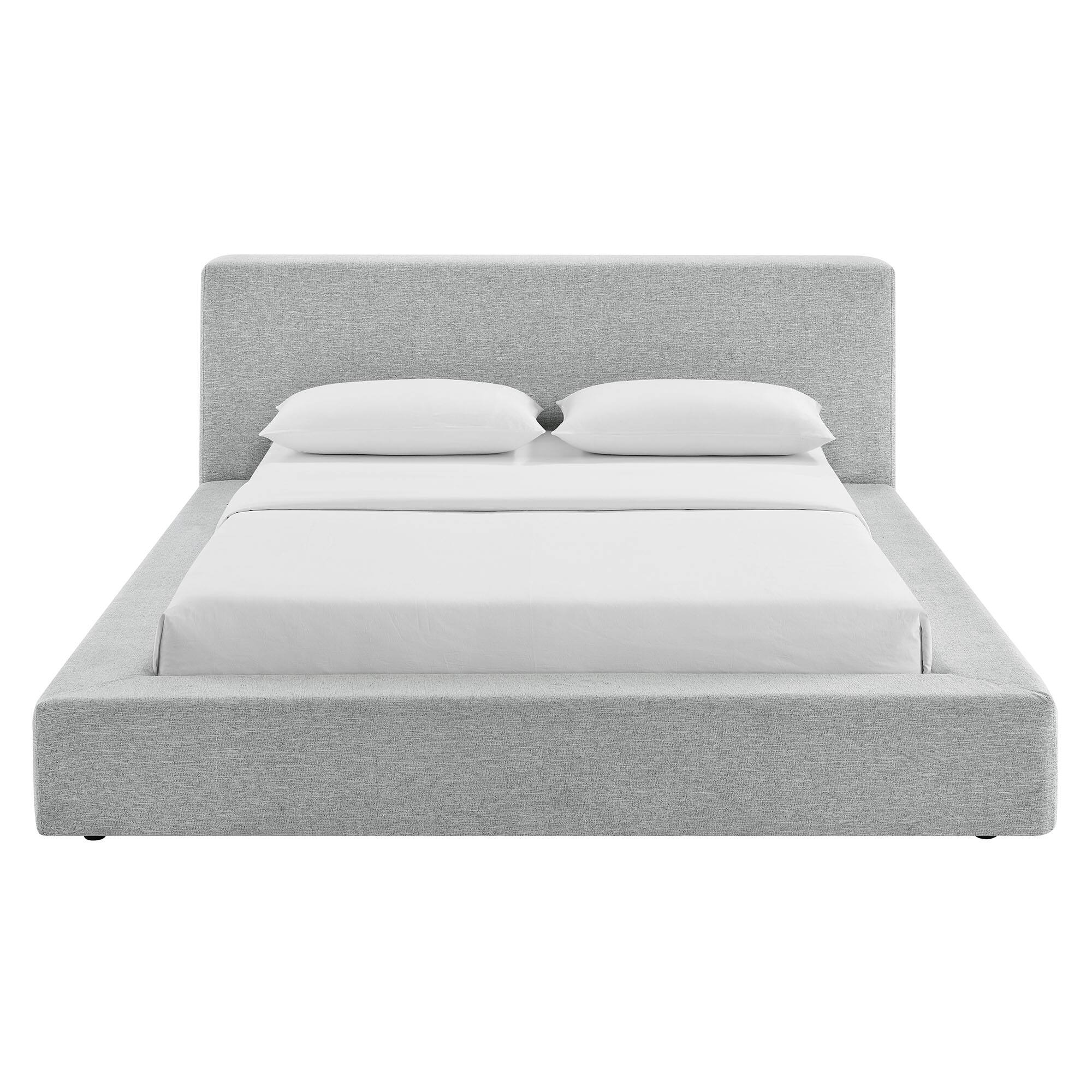 Alt View 5. Modway - Luma Chenille Upholstered King Platform Bed Frame by Modway - Light Gray Fabric.