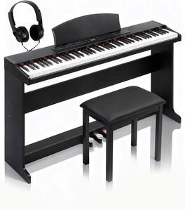 Winado - 88 Key Semi-Weighted Standard Keyboards Digital Piano with Furniture Stant, Piano Bench, MIDI Bluetooth, Triple Pedals,