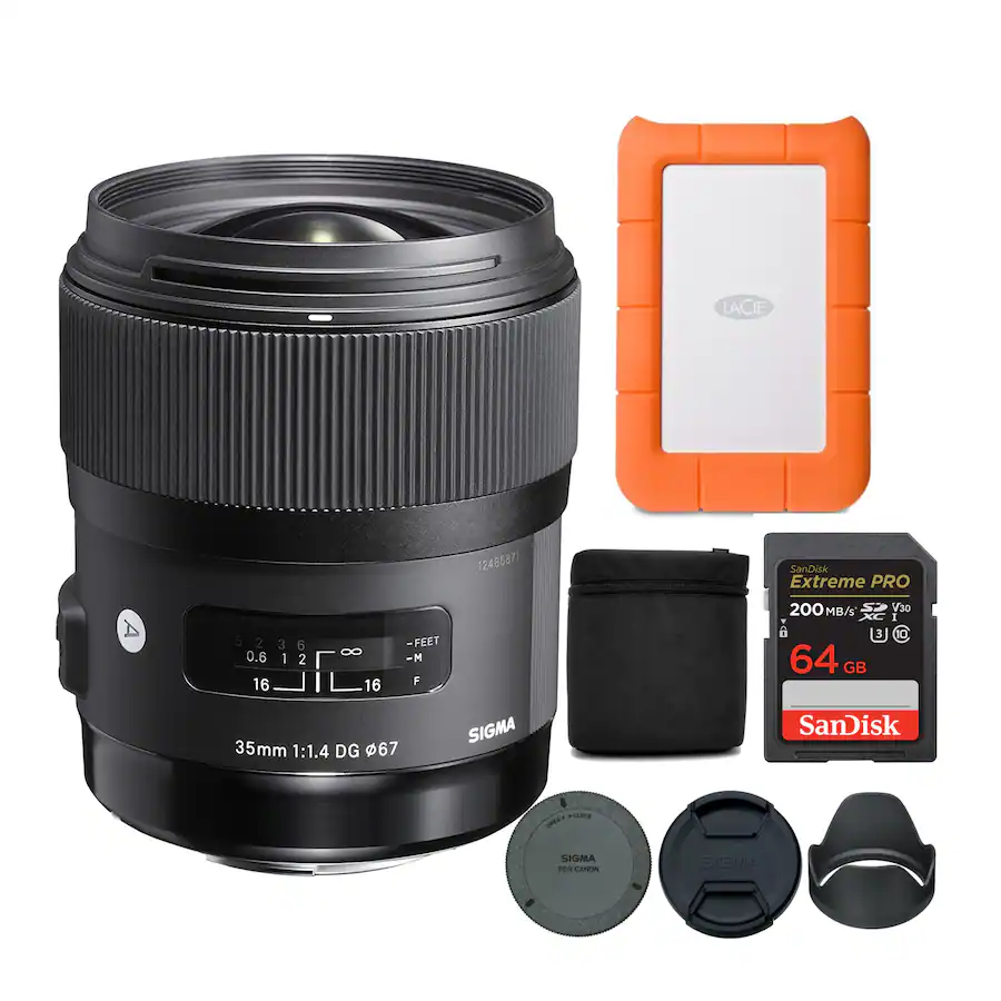 Sigma 35mm Art DG HSM Lens for Canon DSLR Cameras with 64GB