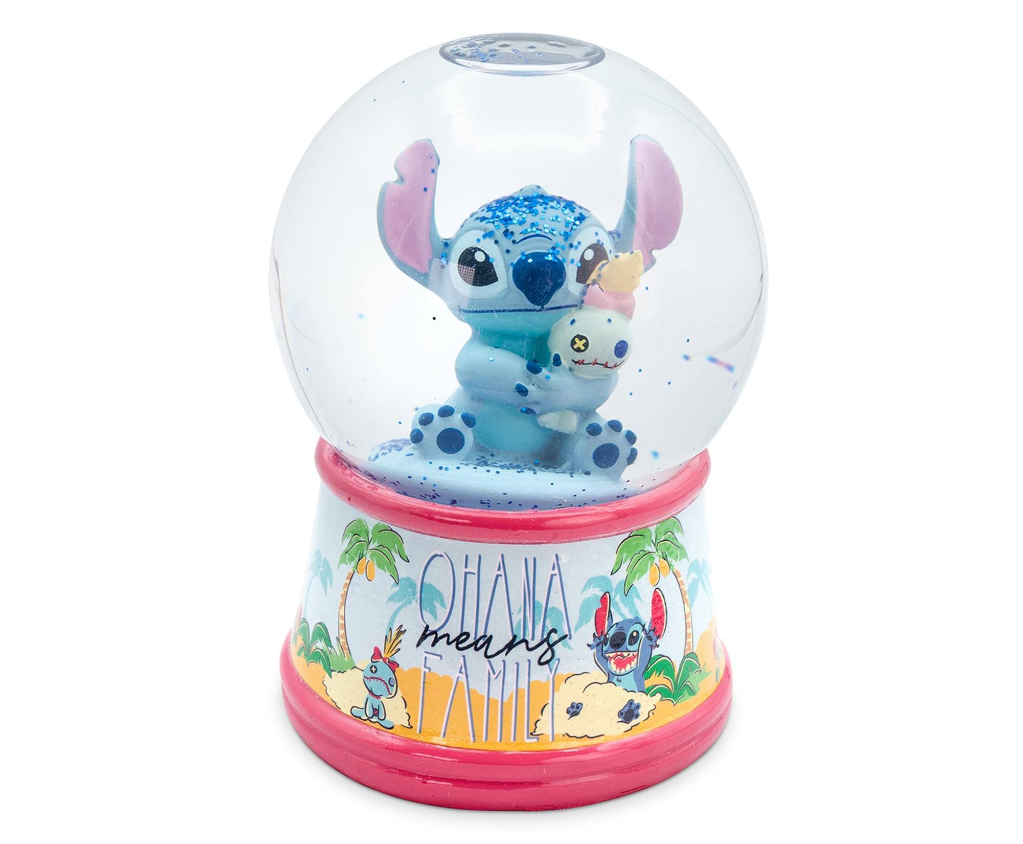 Front. Disney - Disney Lilo & Stitch Ohana Light-Up Collectible Snow Globe | 6 Inches Tall - Blue.