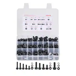 VEVOR - 280 Pcs Bolts and Nuts Assortment Kit, Metric Machine Screws and Flat Washers, Alloy Steel M6/M8/M10 Multiple Size - Black