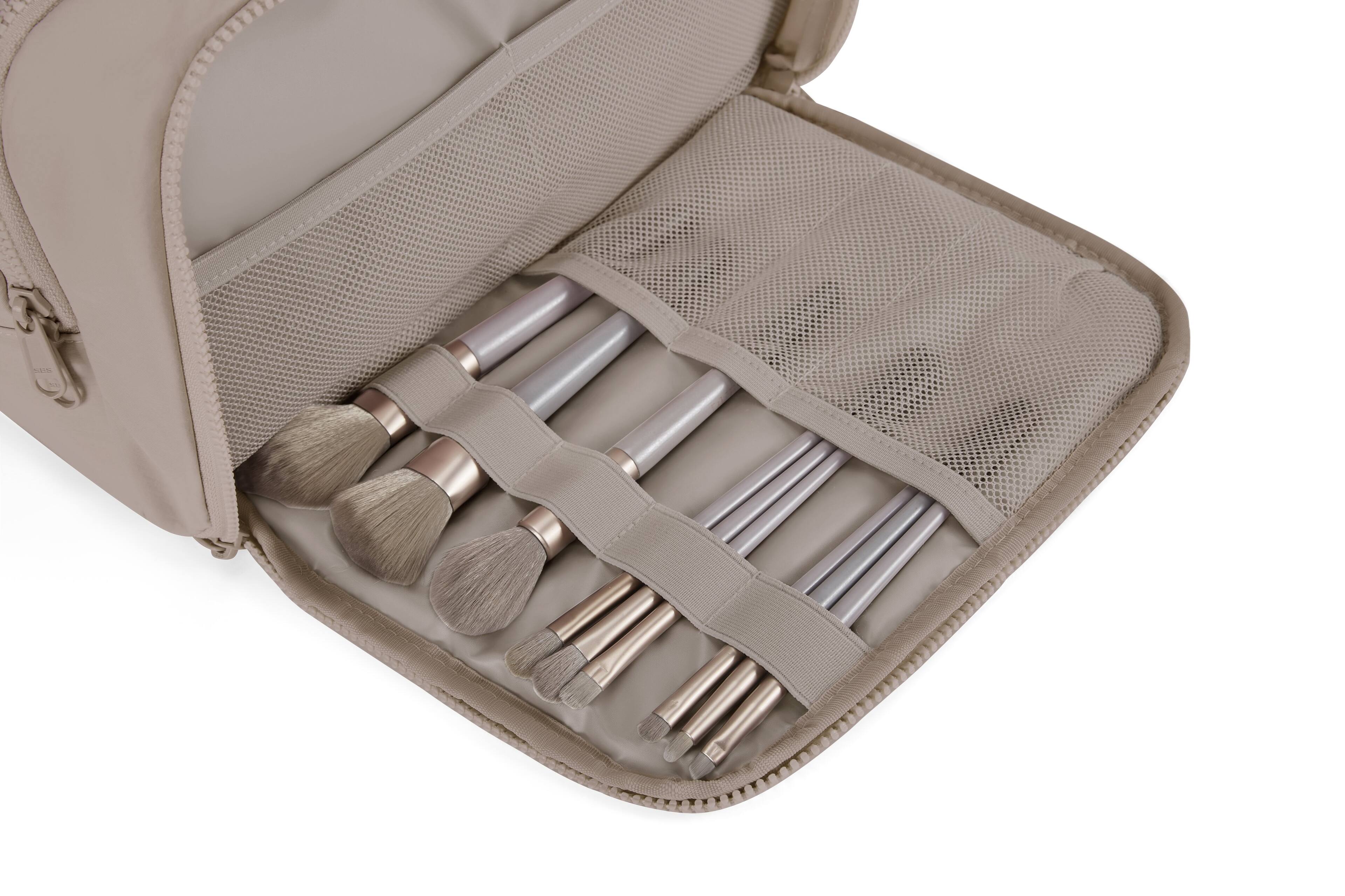 Alt View 5. Bagsmart - Large Capacity Toiletry Bag, Multi-Compartment Cosmetic Organizer with Wet Pocket for Travel & Daily Use - Camel.