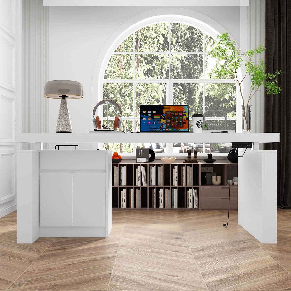 Alt View 8. FUFU & GAGA - FUFU&GAGA Electric Height - Adjustable Desk with Storage – Smart Home Office Solution - White.