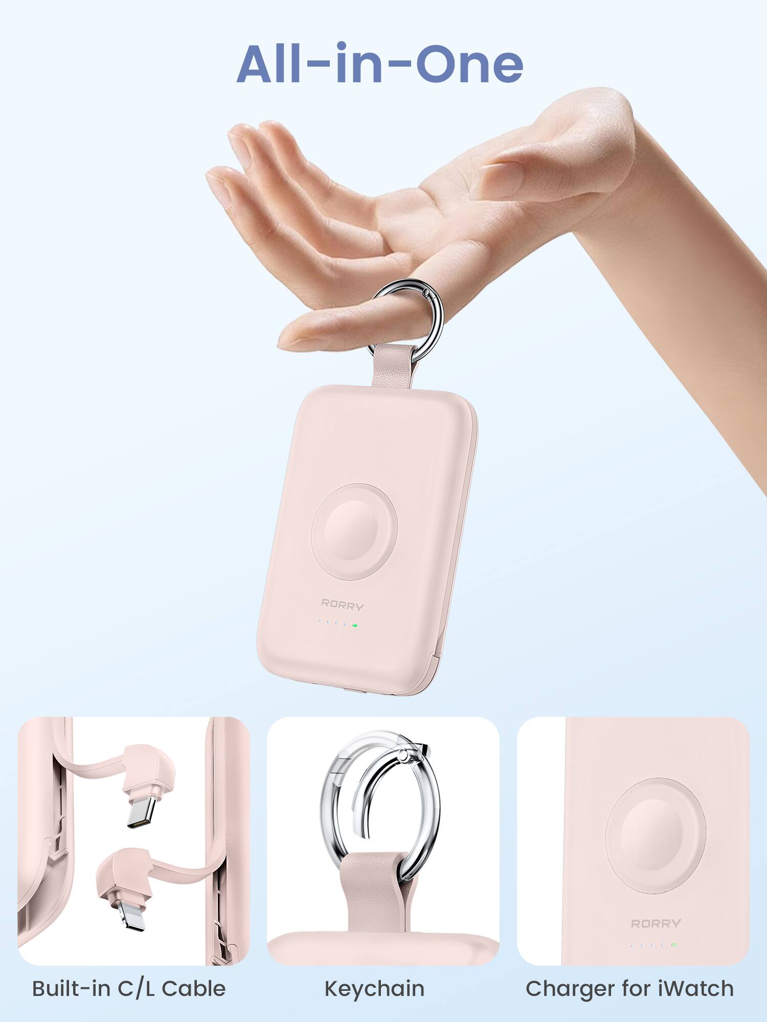 All-in-One

RORRY

Built-in C/L Cable

Keychain

Charger for iWatch