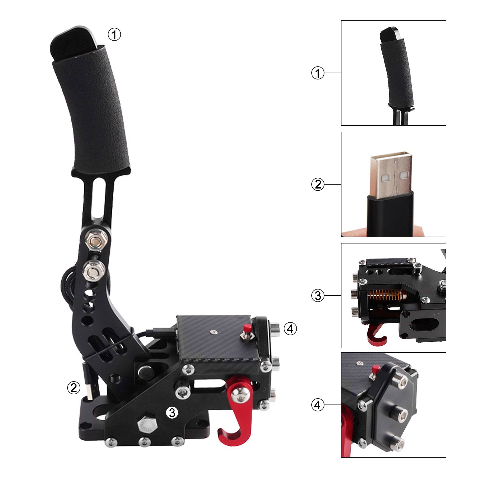 Back. Topteng - 14Bit USB Handbrake for Logitech G29 - PS4/PS5 & PC Compatible, Plug & Play, Hall Sensor, Adjustable Height - Black.