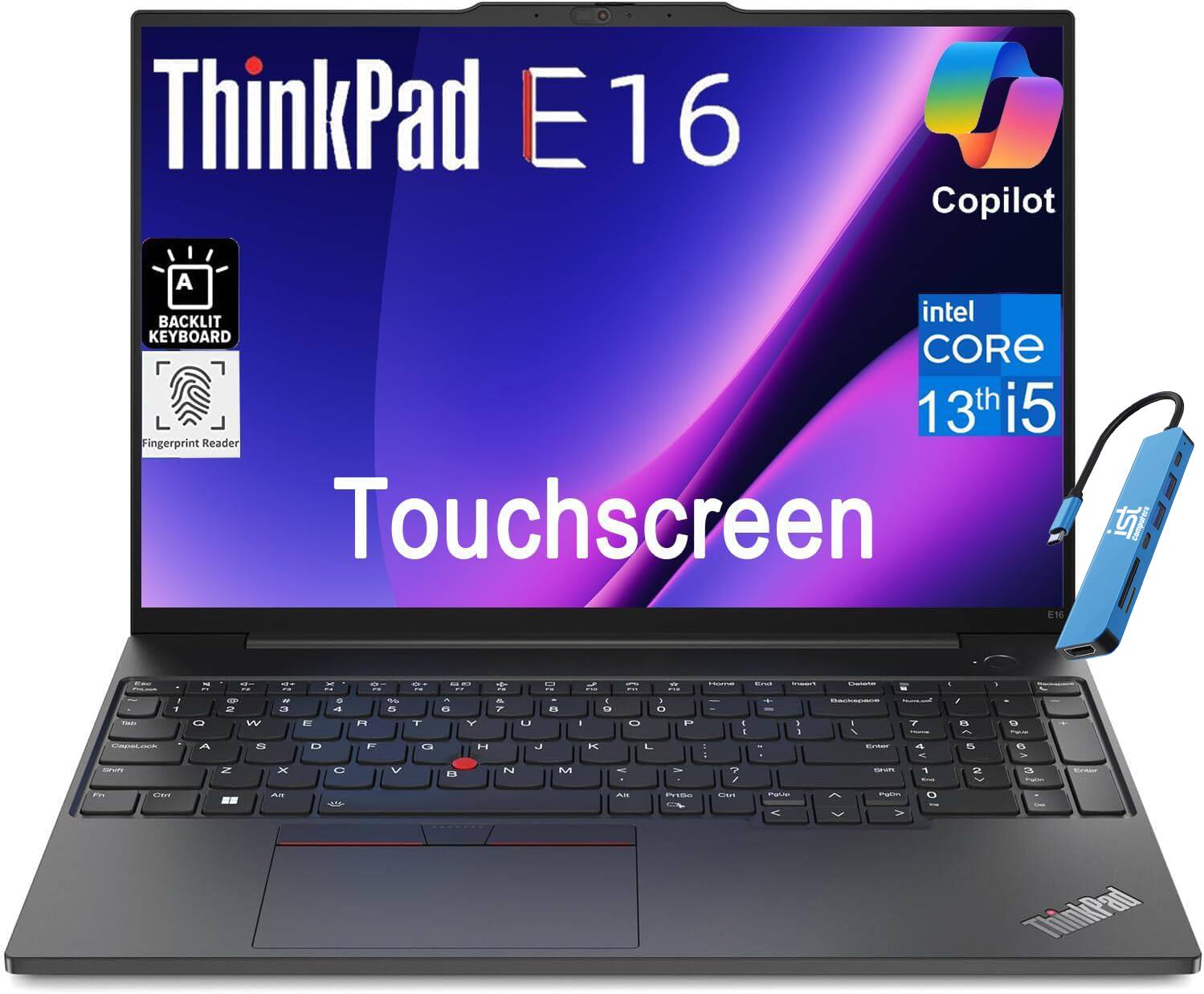 Lenovo - ThinkPad E16 16" WUXGA Touchscreen Laptop - Intel Core i5 with 40GB RAM - 1TB SSD - Backlit - Fingerprint - Win 11Pro - Black