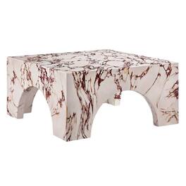 Outdoor Escape - Outdoor Patio Arched Coffee Table In Concrete Finish With Durable Construction - Red