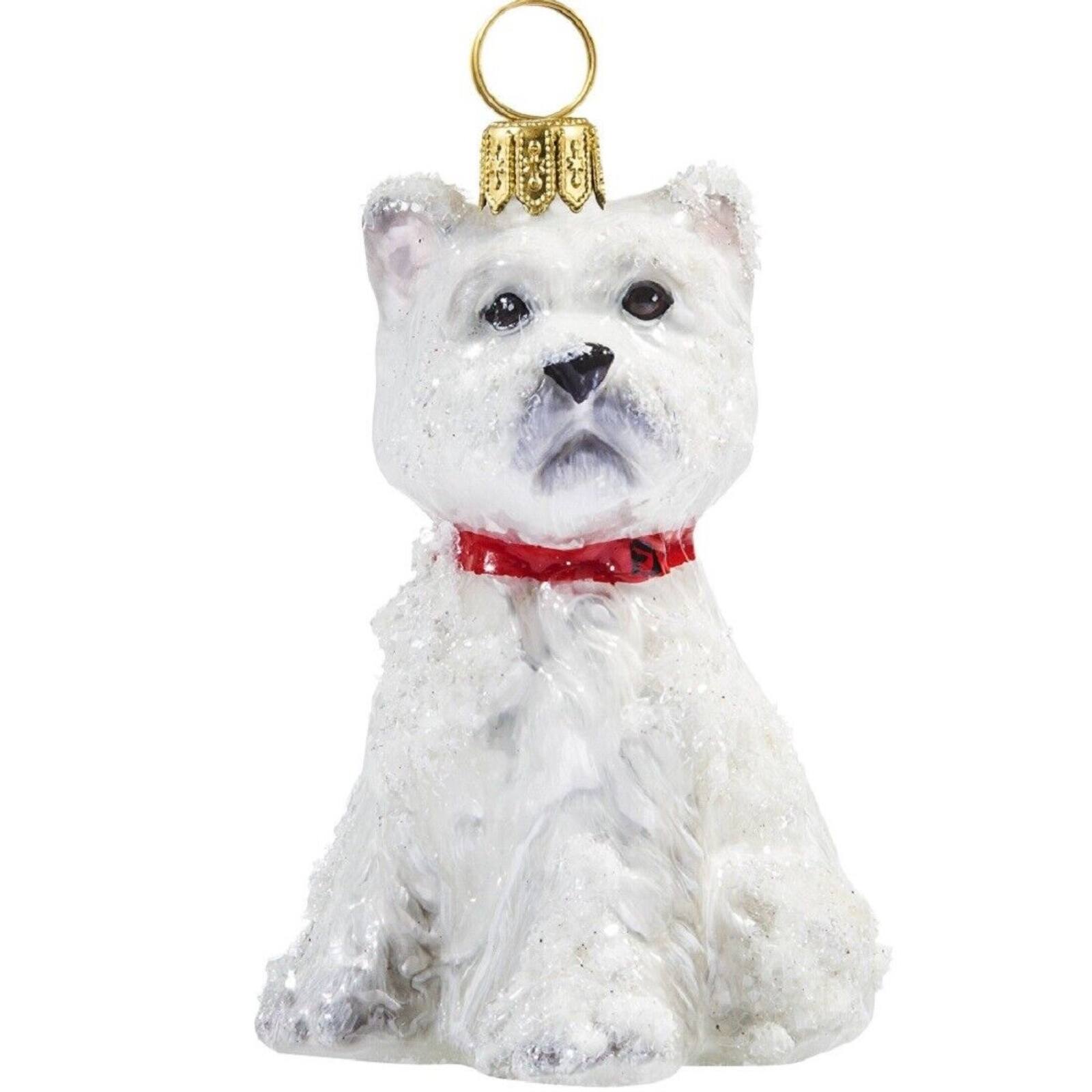 Front. Joy to the World Collectibles - Joy to the World Snowy West Highland Terrier Westie Sitting Polish Glass Christmas Ornament Dog - White.