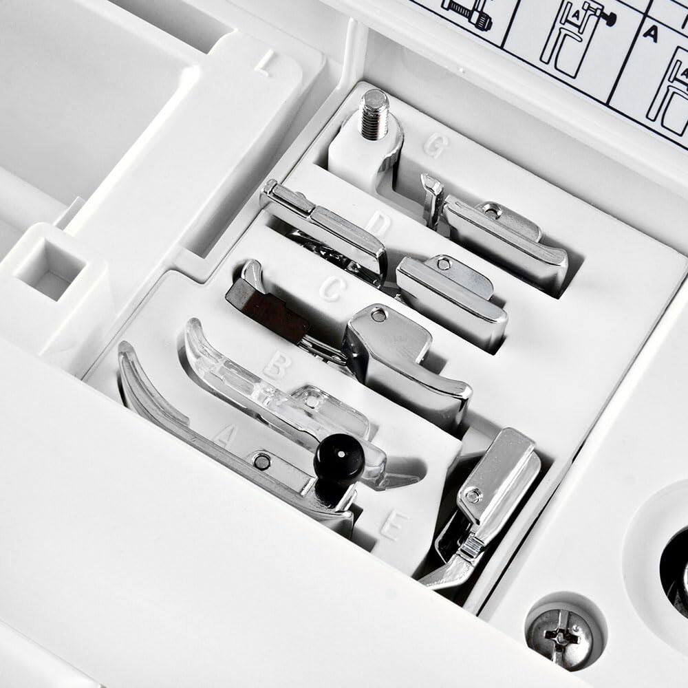 Left. Janome - Janome HD3000 Heavy Duty Sewing Machine - Includes Ultra Glide Foot + Universal Needles + Leather Needles + Bobbins - White.