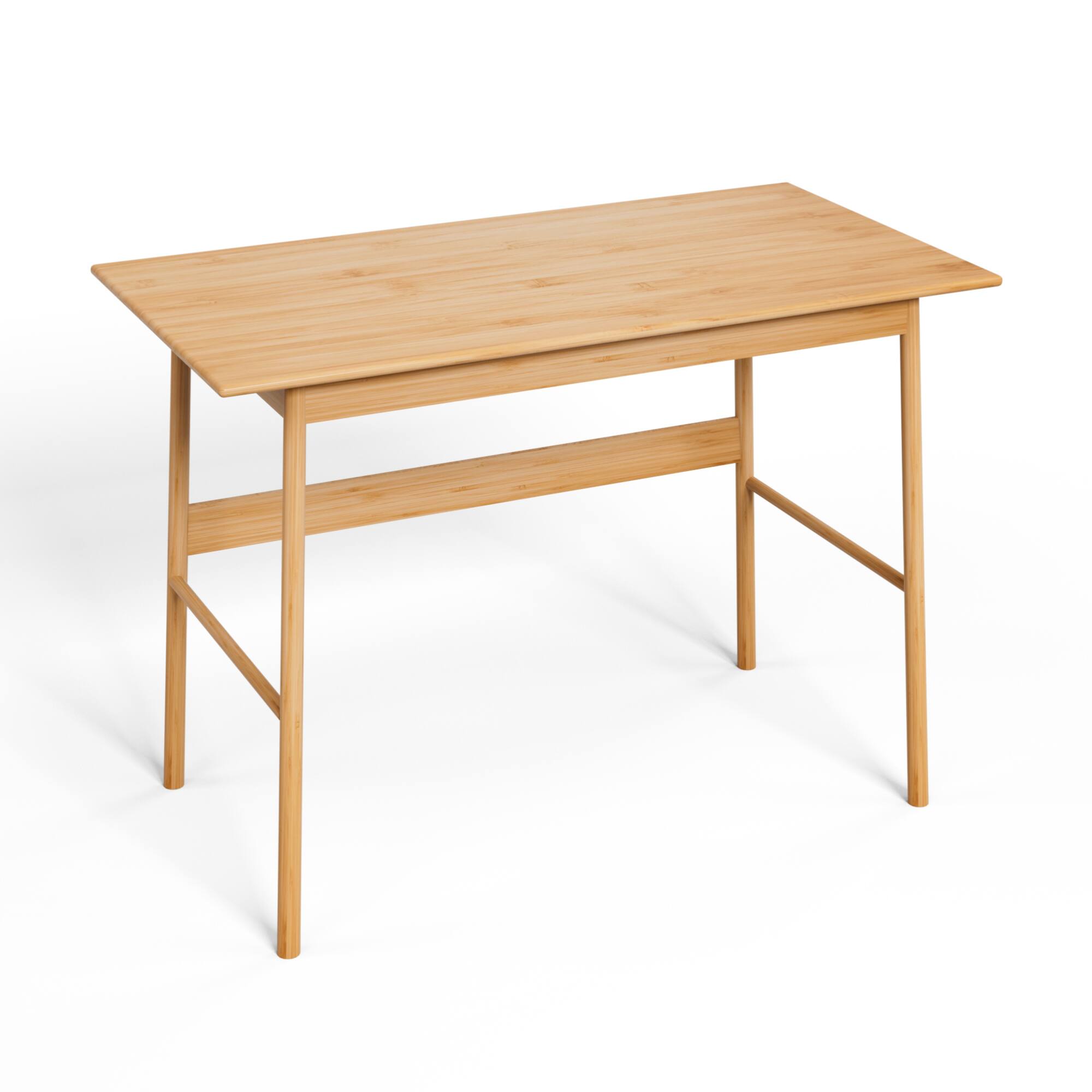 Left. GOODSILO - Modern Bamboo Computer Desk with Spacious Desktop for Home Office and Study Workstation - Light Natural.