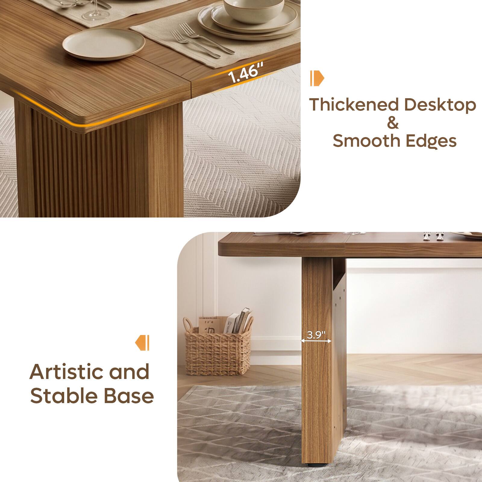 1.46" Thickened Desktop & Smooth Edges  
3.9" Artistic and Stable Base