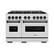 Front. ZLINE - ZLINE Autograph 48 in. Classic Satin Steel Gas Range w/ 8 Burners & Black Accents (CGRSZ-48-MB) - Stainless Steel.
