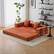 Front. Trinkets Crazed - Convertible Floor Sofa Bed with Fixed-Shape Frame, Chenille Boneless Sofa Folding Mattress Couch with Armrest - orange.