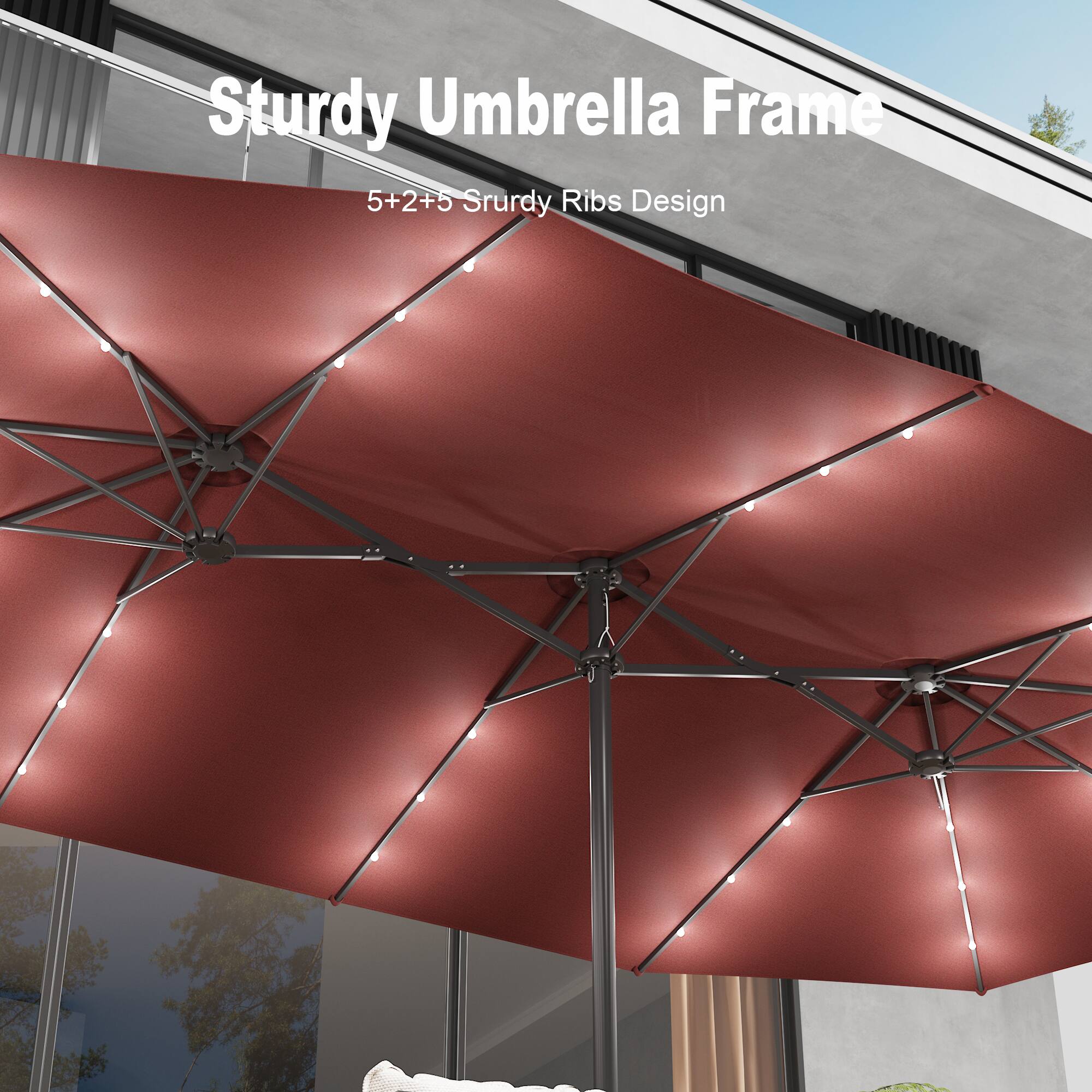 Sturdy Umbrella Frame  
5+2+5 Sturdy Ribs Design