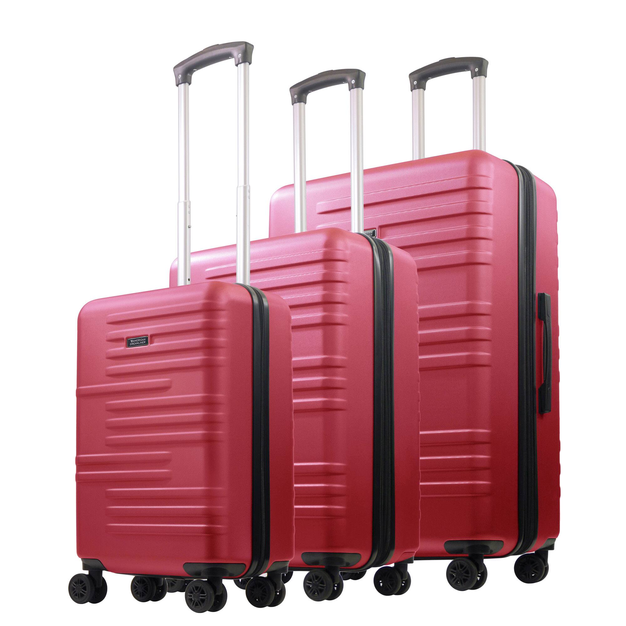 Angle. American Dreamliner - 3-Piece Hardside Luggage Set – 22.5", 26.5", 30" - RED.