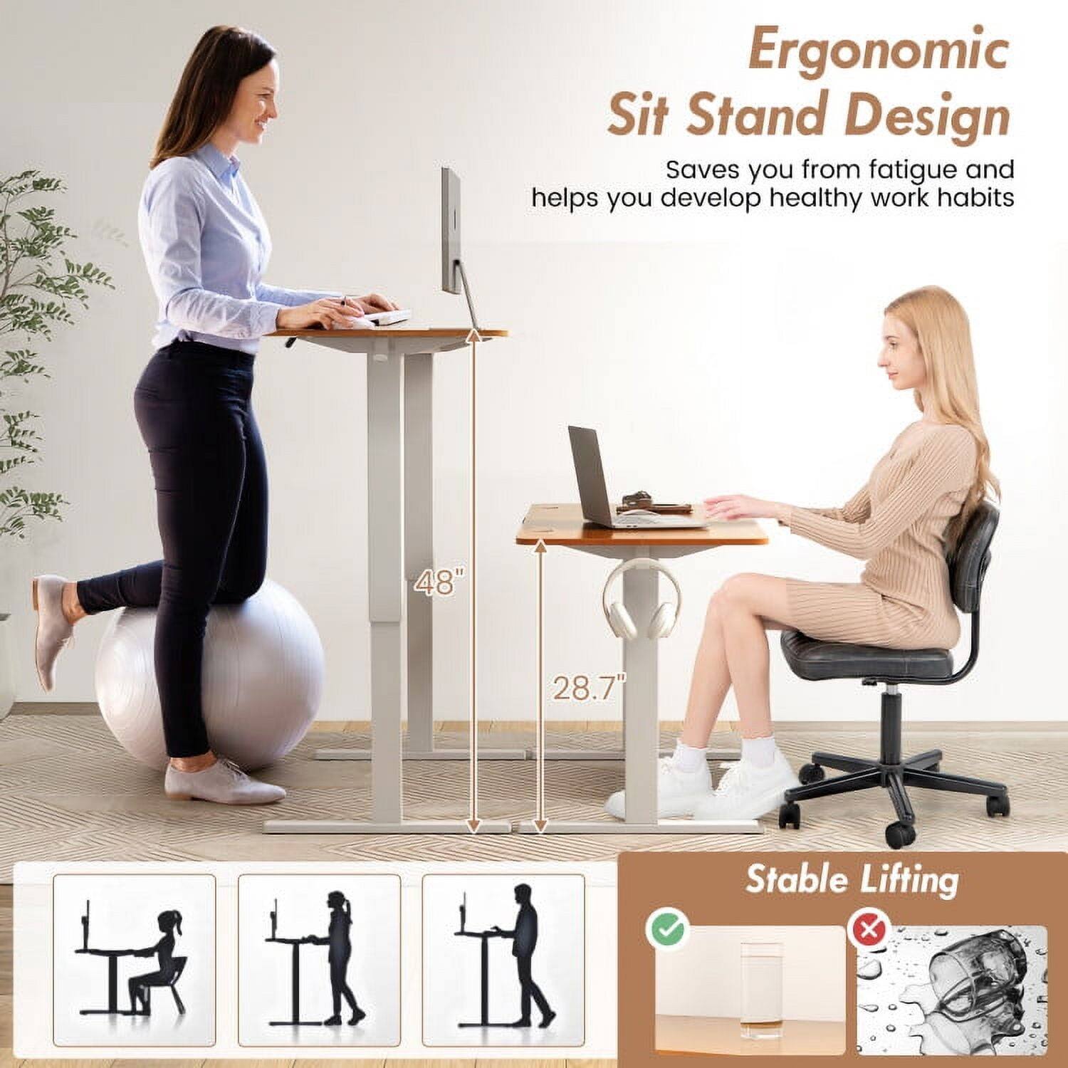 Ergonomic Sit Stand Design  
Saves you from fatigue and helps you develop healthy work habits  

48"  
28.7"  

Stable Lifting