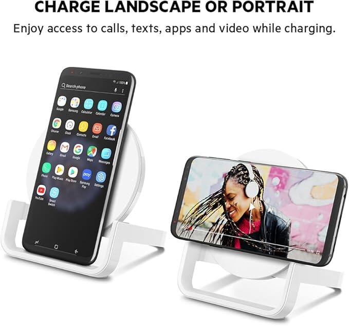 CHARGE LANDSCAPE OR PORTRAIT

Enjoy access to calls, texts, apps and video while charging.

Search phone

Google Samsung Calendar Camera Chrome Clock Contacts Email Facebook Gallery Gmail Maps Messages Phone Play Music Play Store Samsung Settings YouTube Smart Switch