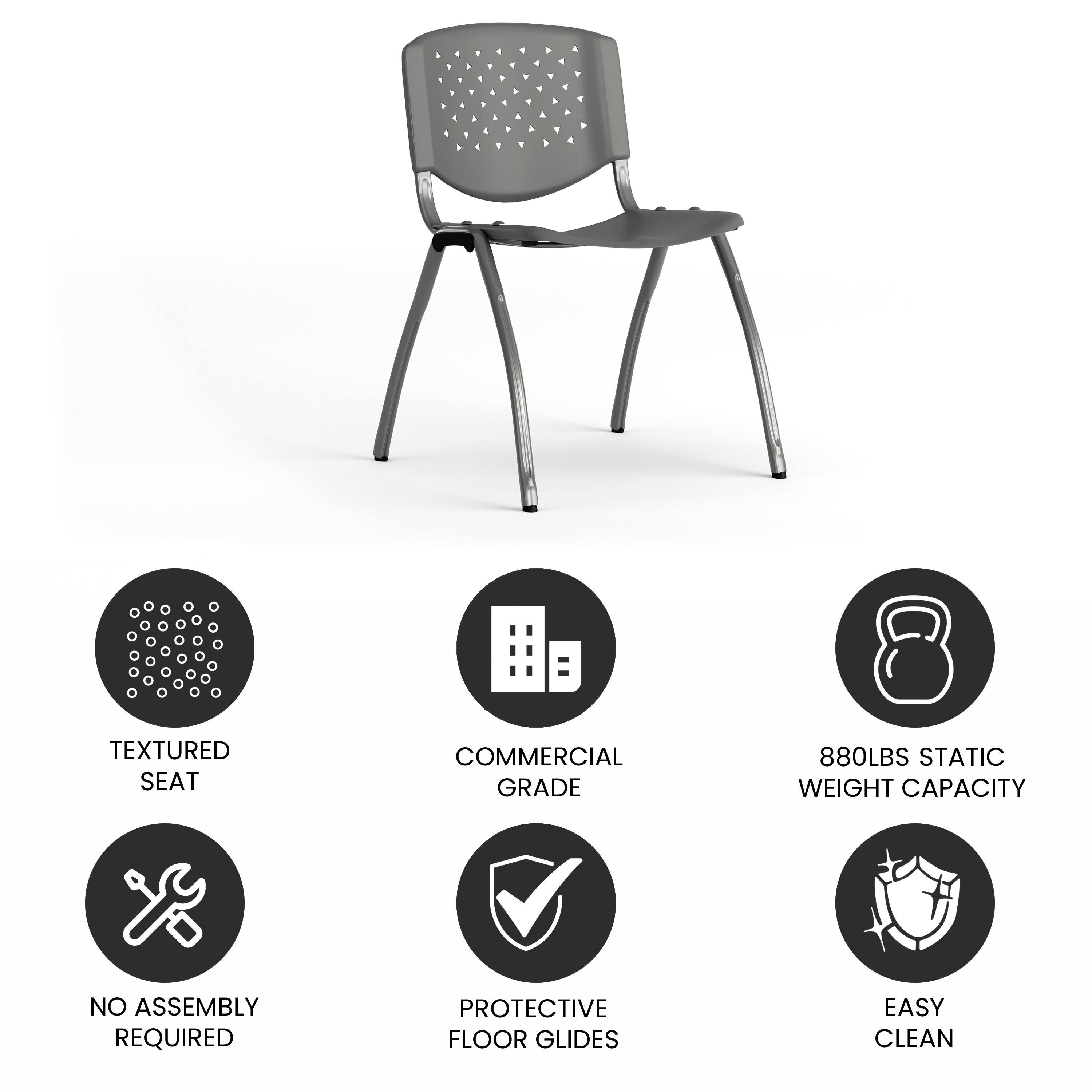TEXTURED SEAT  
COMMERCIAL GRADE  
880LBS STATIC WEIGHT CAPACITY  
NO ASSEMBLY REQUIRED  
PROTECTIVE FLOOR GLIDES  
EASY CLEAN