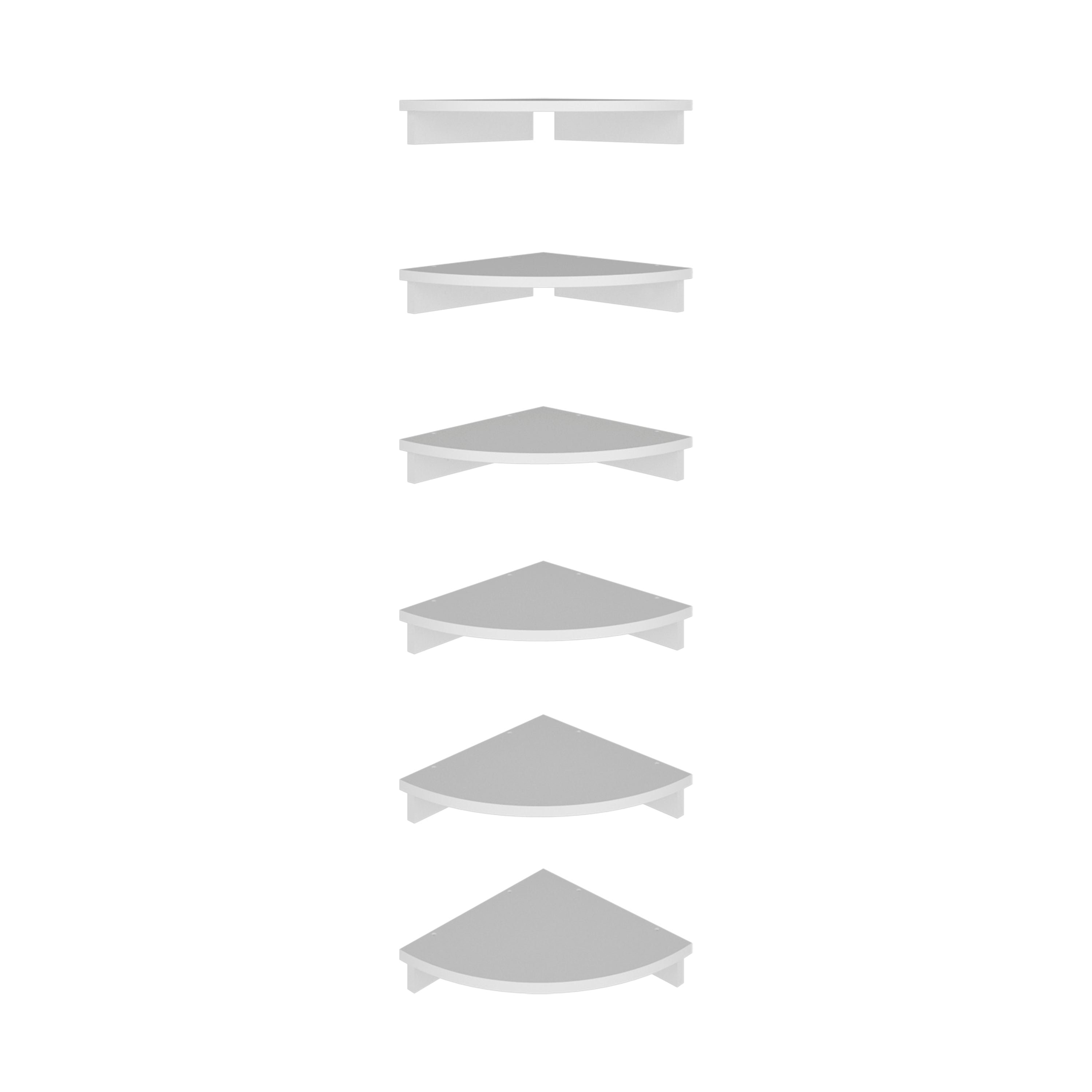 Left. TuHome - 12" x 12" Corner 6-Tier Floating Wall Shelf, Wall-Mounted Display Ledge for Living Room, Bedroom or Office Storage - White.
