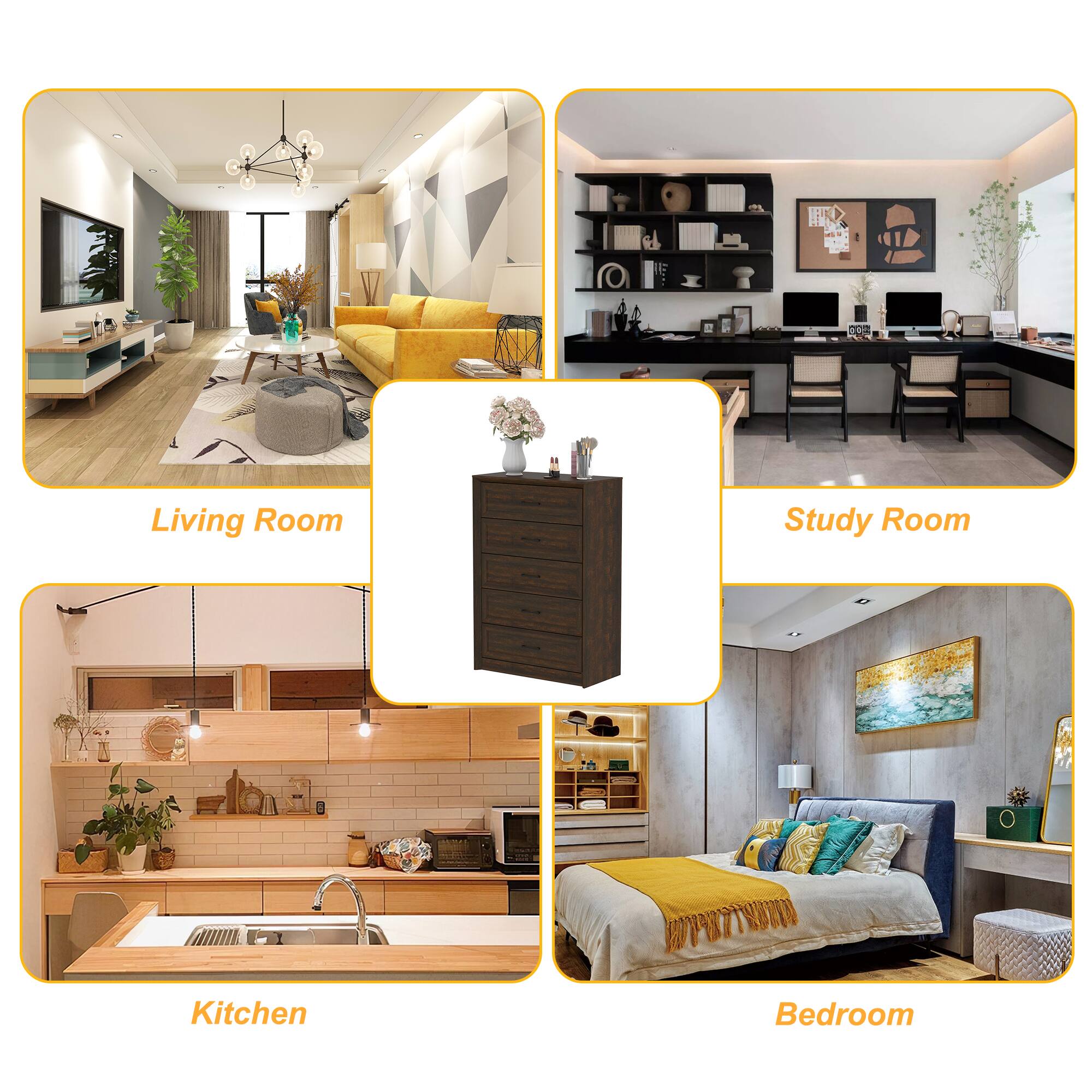 Living Room  
Study Room  
Kitchen  
Bedroom