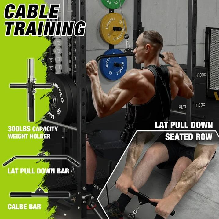 CABLE TRAINING
300LBS CAPACITY WEIGHT HOLDER
LAT PULL DOWN SEATED ROW
LAT PULL DOWN BAR
CALBE BAR