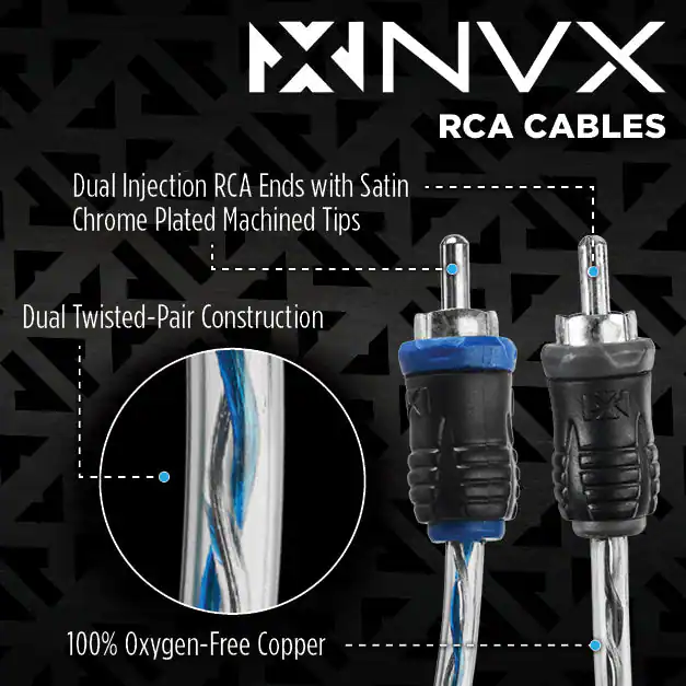 Double Injection Cable NVX XKIT82 True 8 Gauge AWG 100% OFC Complete Amplifier Wiring Kit with ...