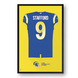 Sporticulture - Matthew Stafford Los Angeles Rams 27" x 39" Home Jersey Framed Art Print - Blue