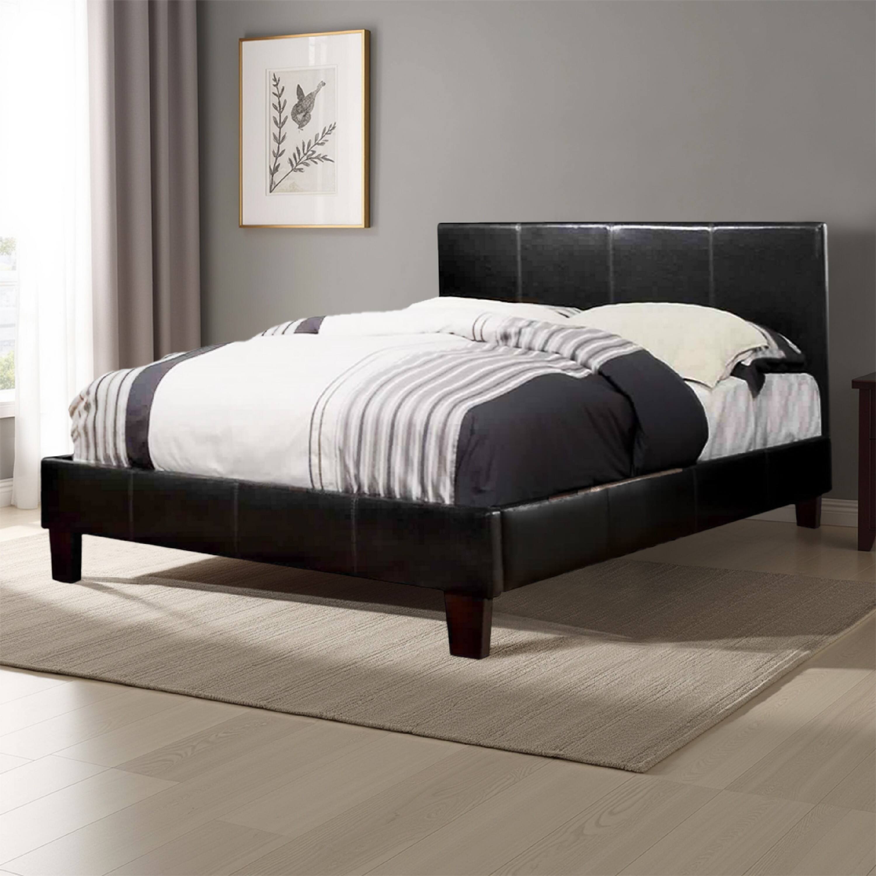 Alt View 5. Manhattan Lane - Platform Style Leatherette California King Bed with Tapered Feet - Brown.