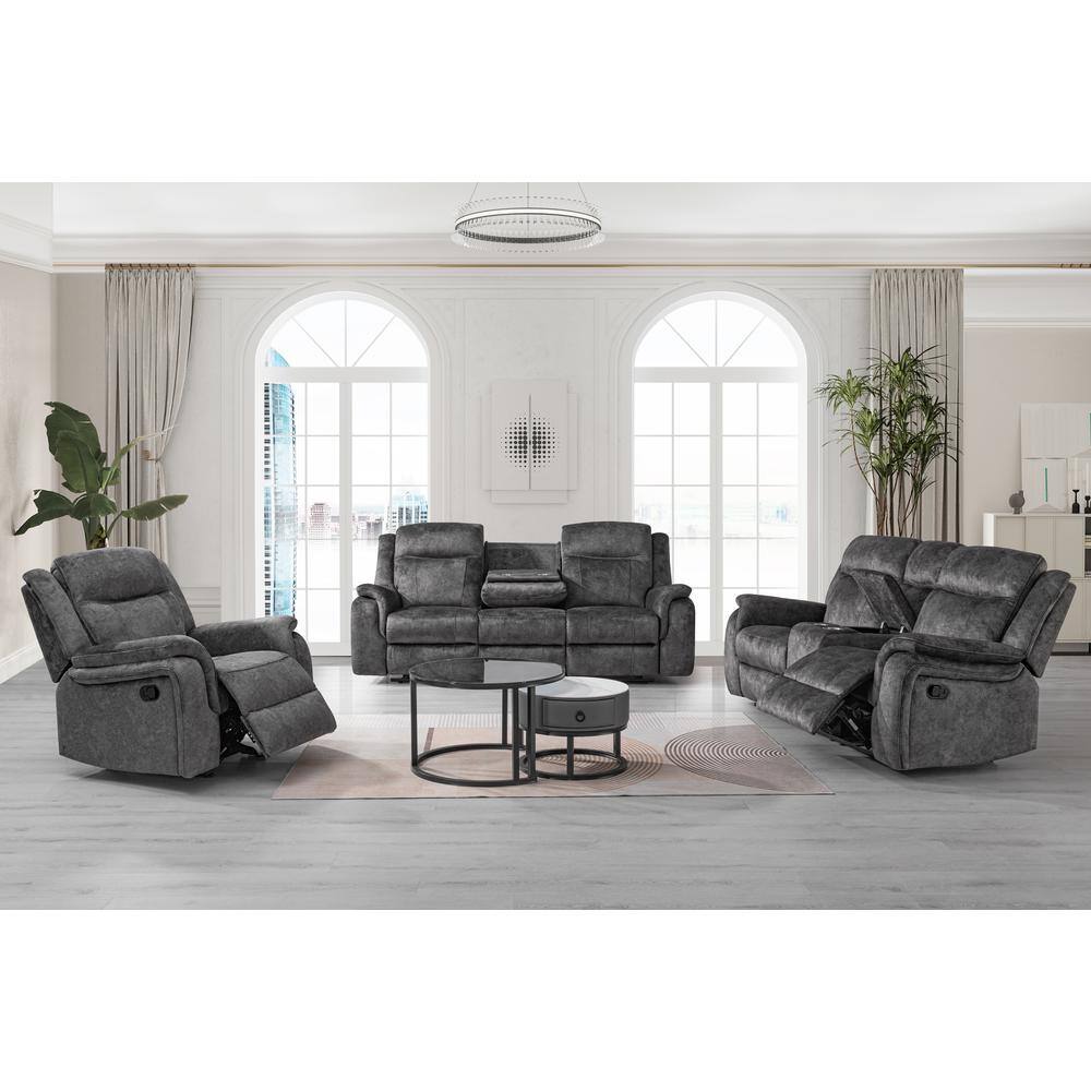 Alt View 4. New Classic Furniture - Park City Glider Recliner-Slate - Grey.