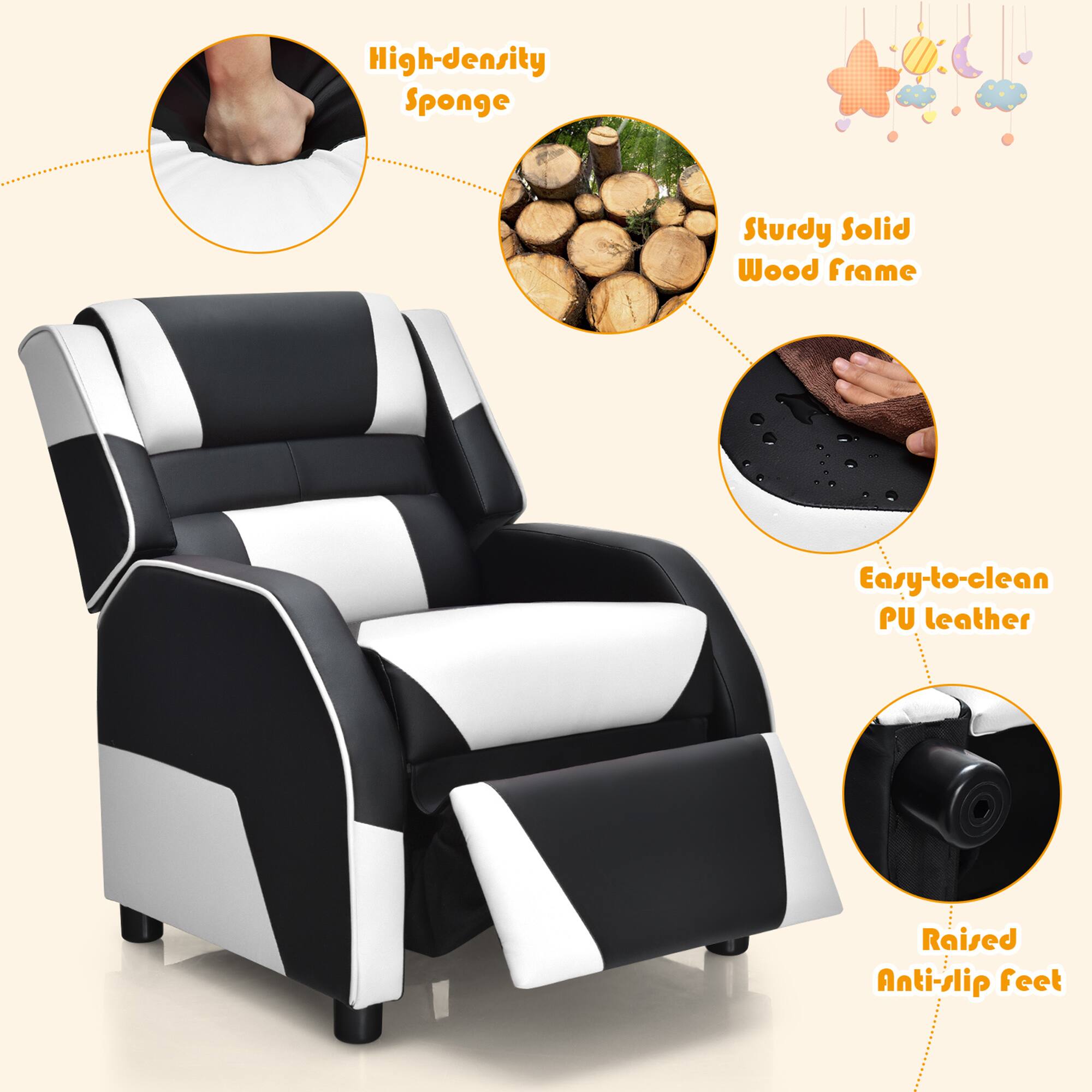 High-density Sponge  
Sturdy Solid Wood Frame  
Easy-to-clean PU Leather  
Raised Anti-slip Feet