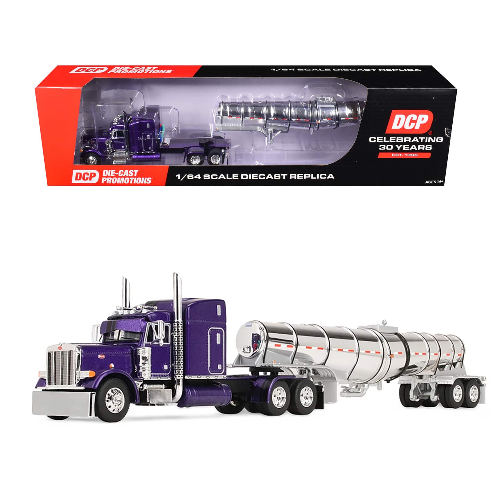 "First Gear - Peterbilt 379 w/63"" Mid-Roof Sleeper & Polar Deep Drop Trailer Wild Orchid Purple w/Black 1/64 by DCP/First Gear" price history on PriceWatchPro